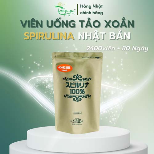 Tảo xoắn Spirulina Nhật Bản dạng túi (2400 viên)